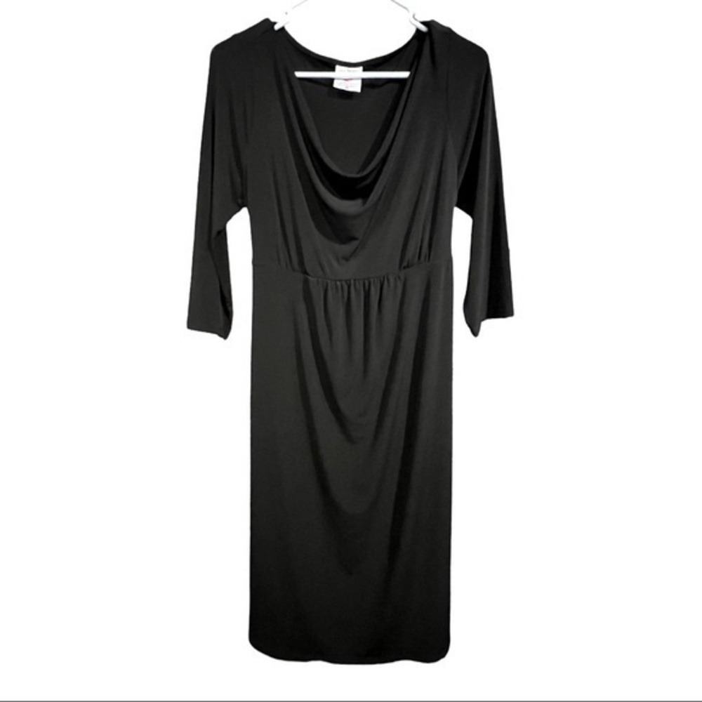 Two Hearts Maternity by Destination Maternity Black Cowl Neck Midi‎ Dress Size M - Picture 4 of 7